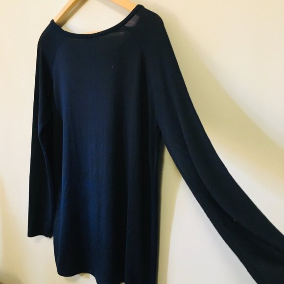 Topshop Dark Navy Blue Lightweight Knit Long Top - Picture 3 of 14